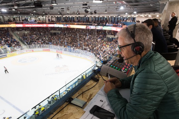 The new ice stadium Gottardo Arena that replaces the historic Valascia, presse at work, during the match of National League Swiss Championship 2021/22 between HC Ambri Piotta and HC Fribourg-Gotteron  ...