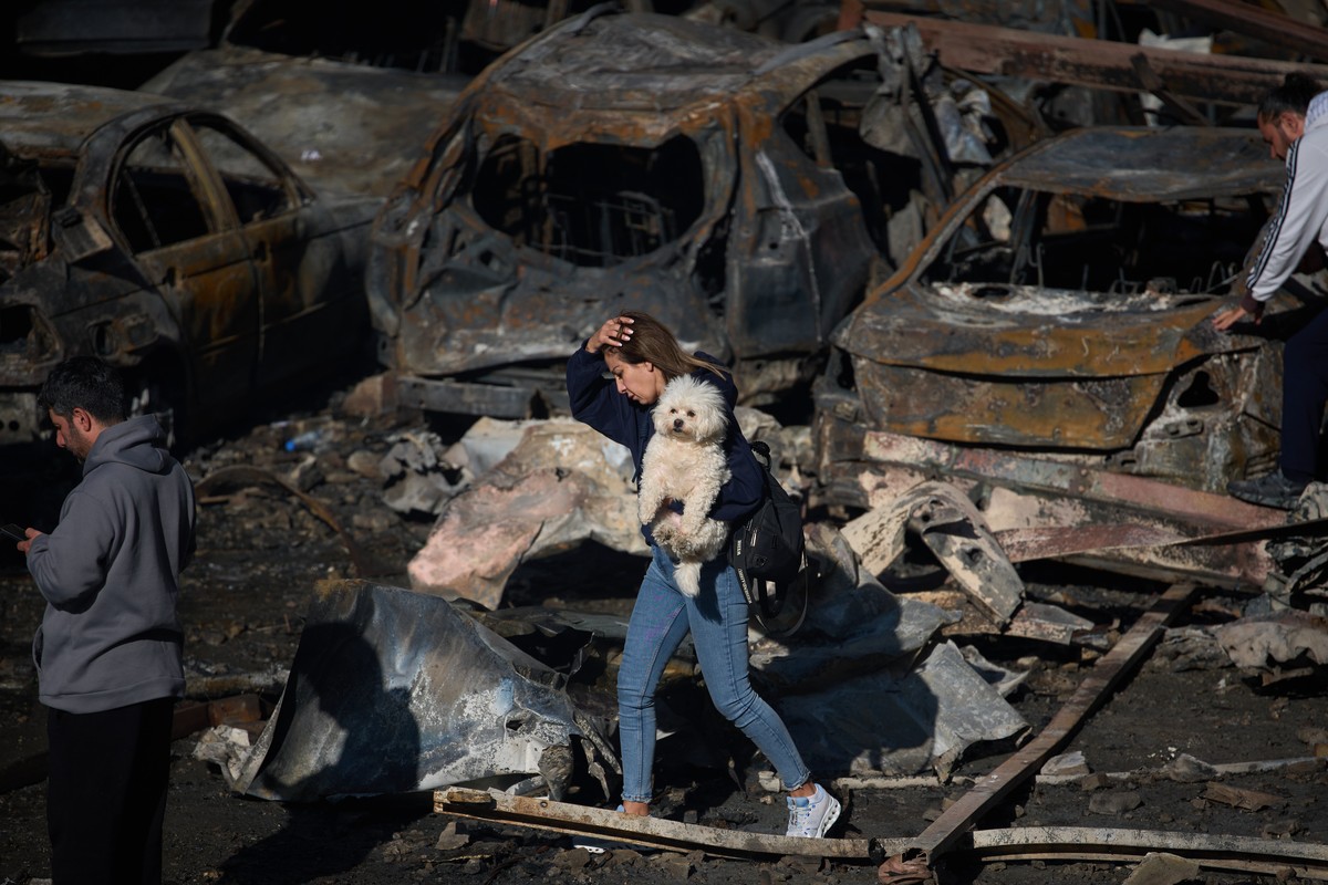 FILE - A woman holds her dog as she walks past burned cars a day after an Israeli airstrike in Beirut, Lebanon, Thursday, April 9, 2026. (AP Photo/Emilio Morenatti, File)
Pictures of the Week Global P ...