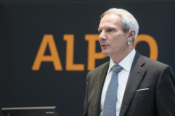 Der CFO Thomas Bucher von Alpiq anlaesslich der Bilanzmedienkonferenz 2018 des Schweizer Stromproduzenten Alpiq vom Montag, 26. Maerz 2018 in Olten. (KEYSTONE/Urs Flueeler)