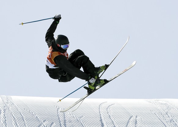 AndriÂ Ragettli, of Switzerland jumps during the men&#039;s slopestyle qualifying at Phoenix Snow Park at the 2018 Winter Olympics in Pyeongchang, South Korea, Sunday, Feb. 18, 2018. (AP Photo/Lee Jin ...