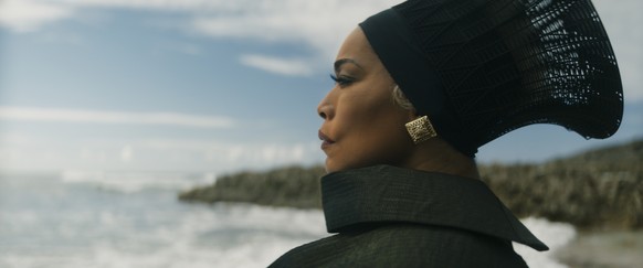 This image released by Marvel Studios shows Angela Bassett as Ramonda in a scene from &quot;Black Panther: Wakanda Forever.&quot; (Marvel Studios via AP)