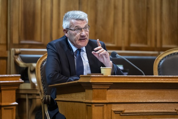 Pirmin Schwander, SVP-SZ, spricht zum Folterguetergesetz, an der Wintersession der Eidgenoessischen Raete, am Dienstag, 3. Dezember 2024 im Staenderat in Bern. (KEYSTONE/Alessandro della Valle)