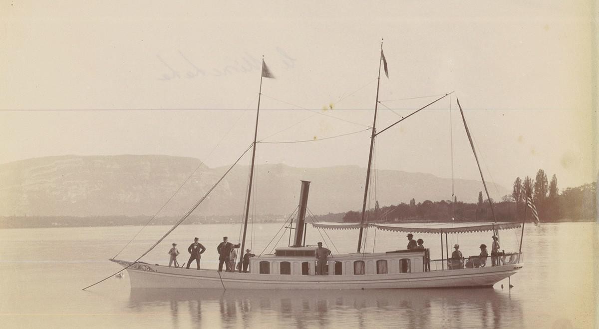 Die «Minnehaha» Ende des 19. Jahrhunderts auf dem Genfersee.
https://notrehistoire.ch/entries/Xb1BoPp08kz