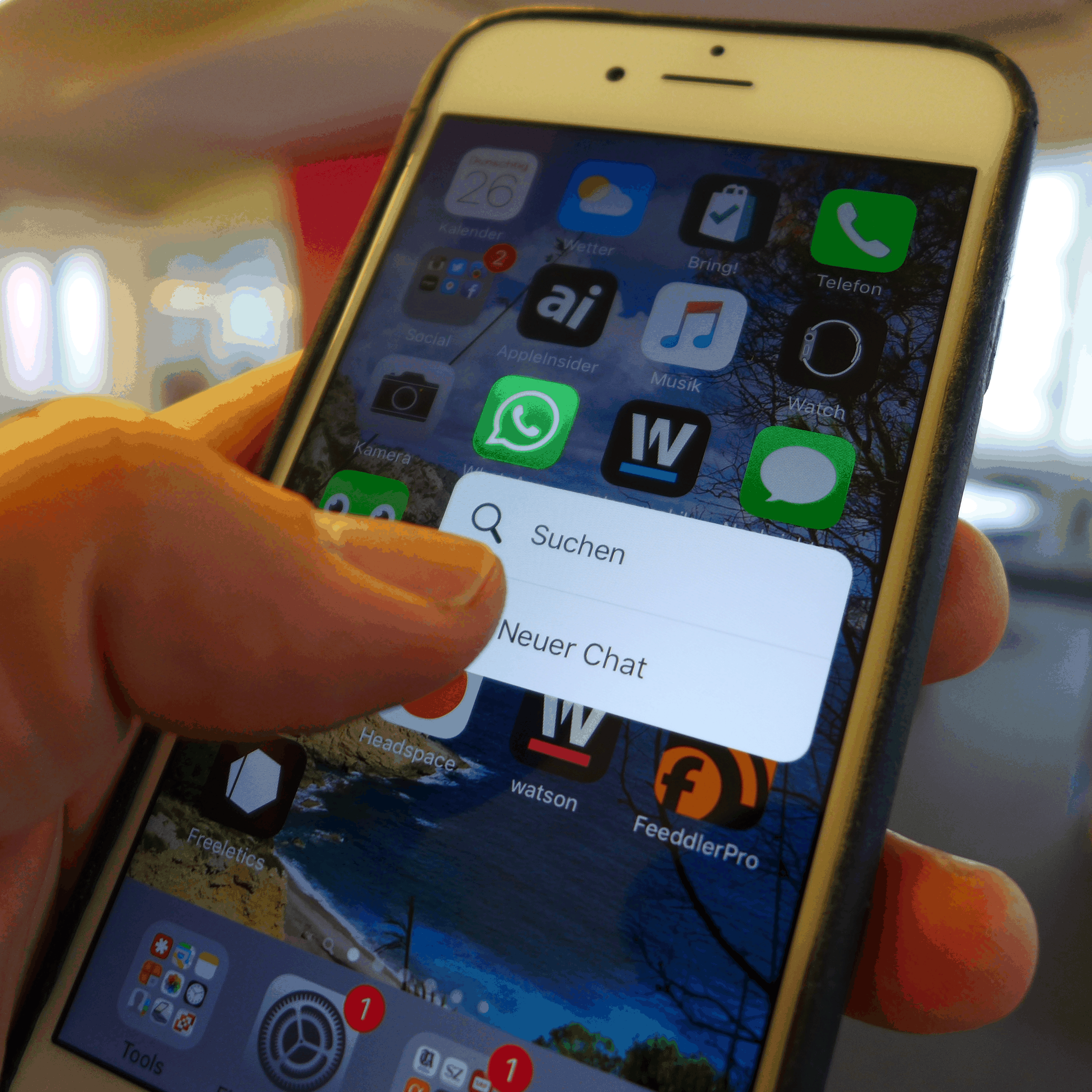 Schneller und bequemer «whatsappen» mit dem iPhone 6S, dank 3D Touch.