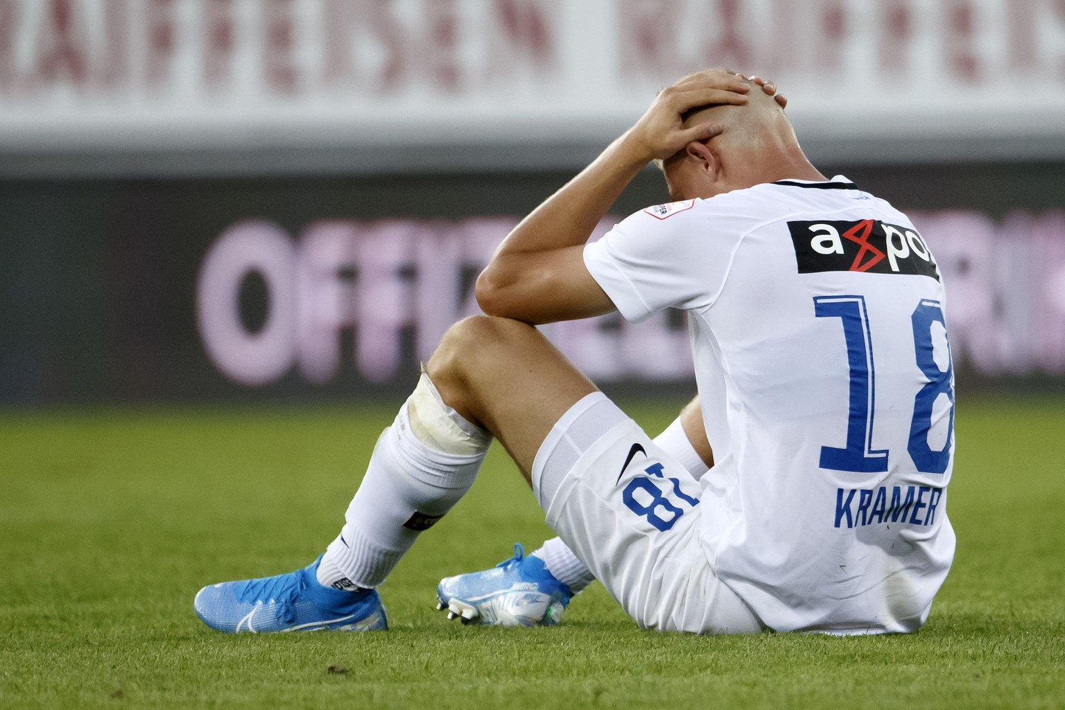 Zurich&#039;s forward Blaz Kramer react after losing against Sion, during the Super League soccer match of Swiss Championship between FC Sion and FC Zuerich, at the Stade de Tourbillon stadium, in Sio ...