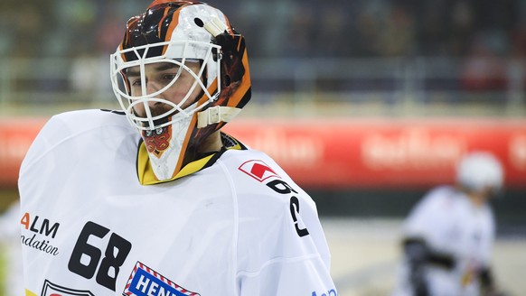 Torhueter Dominic Nyffeler von Ajoie, im fuenften Playoff-Halbfinalspiel der Eishockey Swiss League zwischen den SC Rapperswil-Jona Lakers und dem HC Ajoie, am Freitag, 23. Maerz 2018, in der St. Gall ...