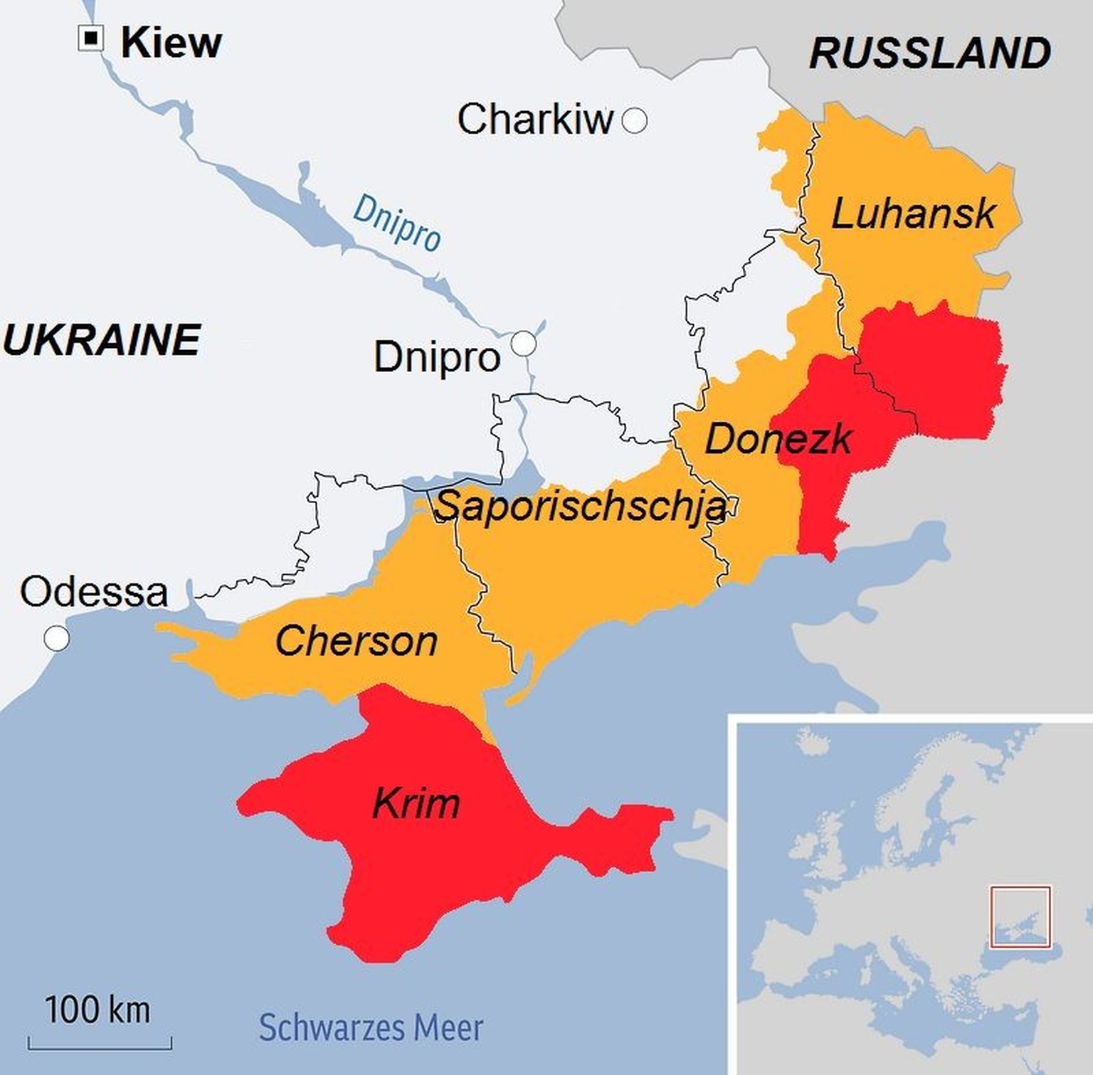 Russisch besetzte Gebiete in der Ukraine