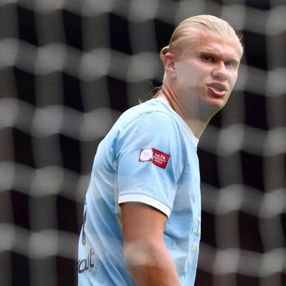 Erling Haaland of Manchester City Arsenal v Manchester City, FA Community Shield, Football, Principality Stadium, Cardiff, Wales, UK - 16 Aug 2026Cardiff Principality Stadium Wales United Kingdom EDIT ...