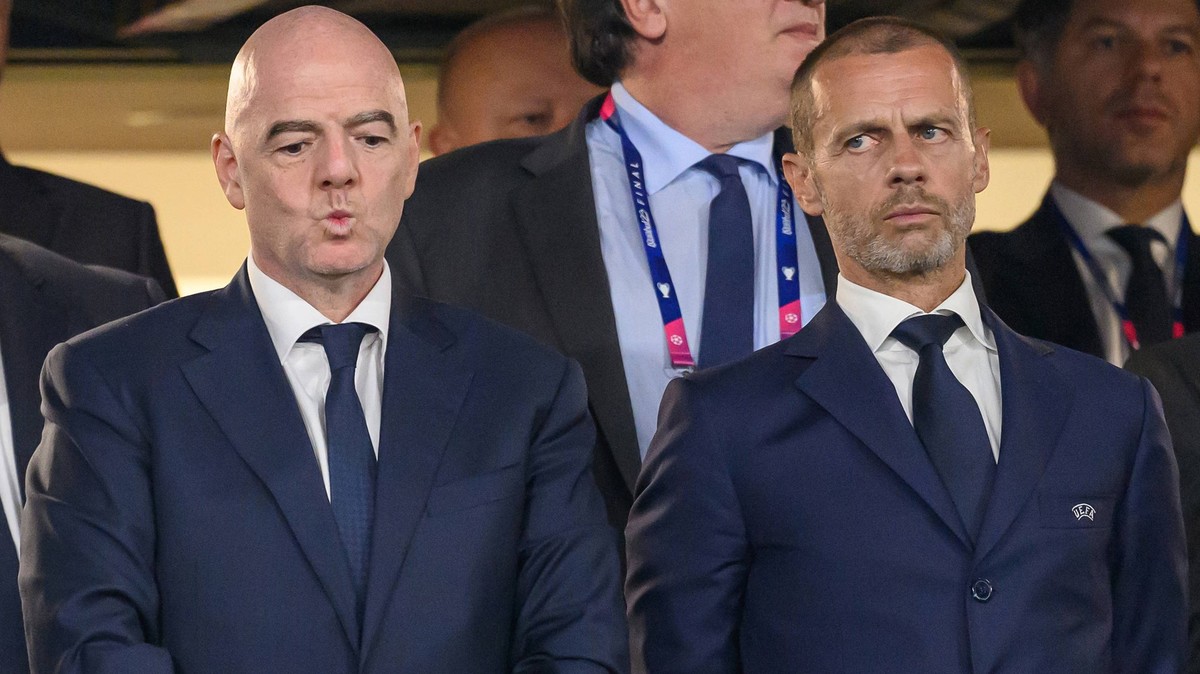 07 Aug - FIFA President Gianni Infantino and UEFA President Aleksander Ceferin 07 Aug 2026 - FIFA President Gianni Infantino and UEFA President Aleksander Ceferin. *** FILE PHOTO *** FIFA President Gi ...