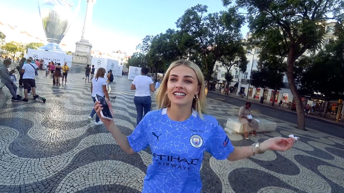 Sedan vor dem Viertelfinal gegen Lyon in der Innenstadt von Lissabon.
