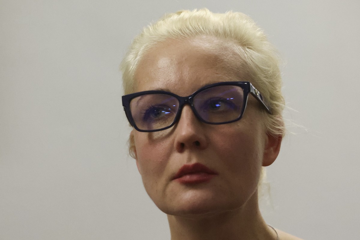 FILE - Yulia Navalnaya, wife of Russian opposition leader Alexei Navalny, speaks as she meets with Belgium's Foreign Minister Hadja Lahbib at the European Council building in Brussels, Feb. 19, 2 ...