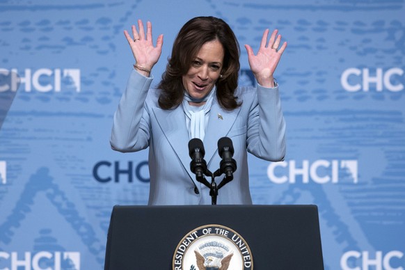 Democratic presidential nominee Vice President Kamala Harris speaks at the Congressional Hispanic Caucus Institute (CHCI) Leadership Conference, at the Ronald Reagan Building in Washington, Wednesday, ...