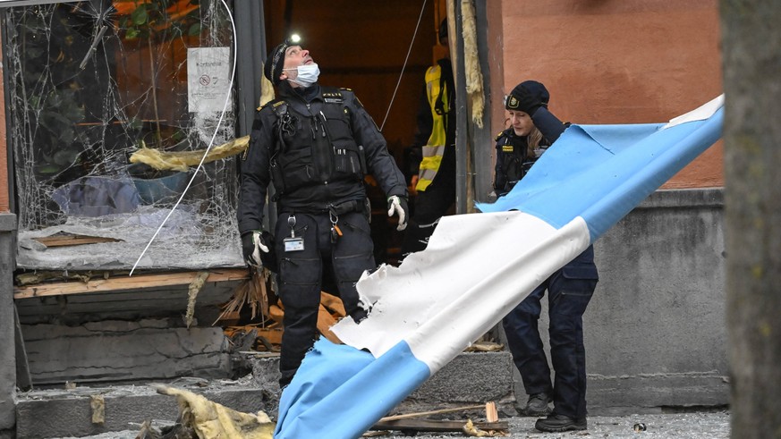 A powerful explosion occurred at the Faros restaurant at Greta Garbo s Square in the Sodermalm area in central Stockholm, Sweden, on January 17, 2023. The restaurant s entrance was destroyed and a lar ...