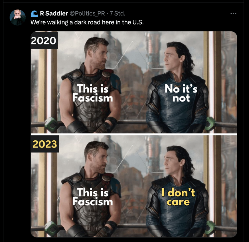 Meme zum aufkeimenden Faschismus in den USA.