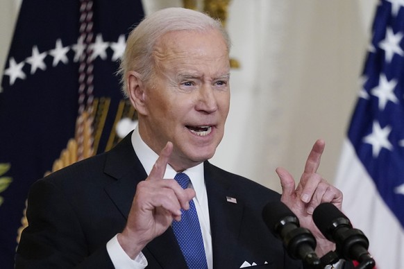 President Joe Biden speaks during an event about the Affordable Care Act, in the East Room of the White House in Washington, Tuesday, April 5, 2022. (AP Photo/Carolyn Kaster)
Joe Biden