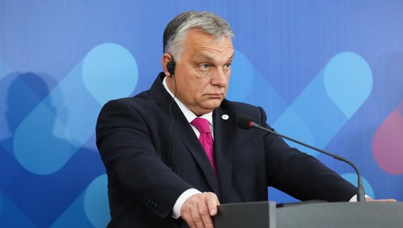epa10325099 Hungarian Prime Minister Viktor Orban during a press conference after the Visegrad Group (V4) summit in Kosice, Slovakia, 24 November 2022. EPA/Leszek Szymanski POLAND OUT