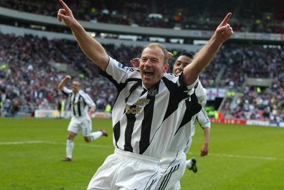 Mandatory Credit: Photo by Ian Hodgson/Daily Mail/Shutterstock 3416965a Alan Shearer Celebrates After Scoring Newcastle s Second Goal From The Penalty Spot. Sunderland Vs Newcastle United 1-4 Barclays ...