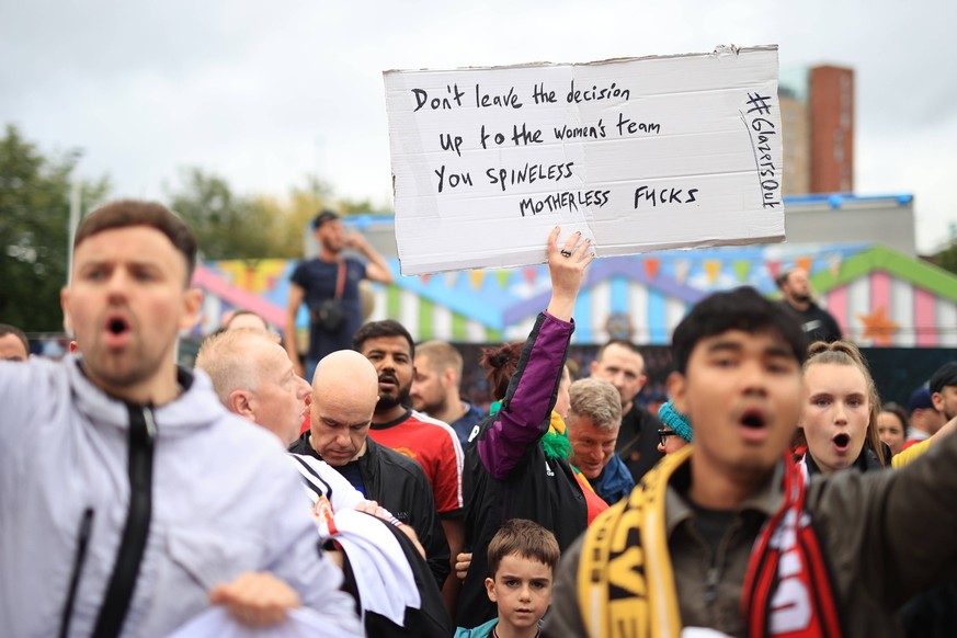 Football - Premier League - Manchester United, ManU v Wolverhampton Wanderers 14th August 2023 - Premier League - Manchester United v Wolverhampton Wanderers - Manchester United fans protest against t ...