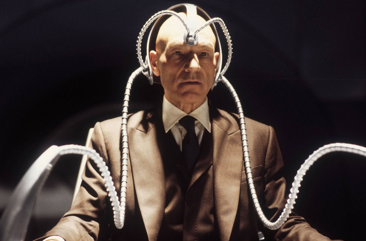 2000 - X Men - Movie Set PICTURED: PATRICK STEWART as Professor Charles Xavier. RELEASE DATE: July 13, 2000. FILM TITLE: X-Men. STUDIO: 20th Century Fox. PLOT: Big screen adaptation of the classic com ...