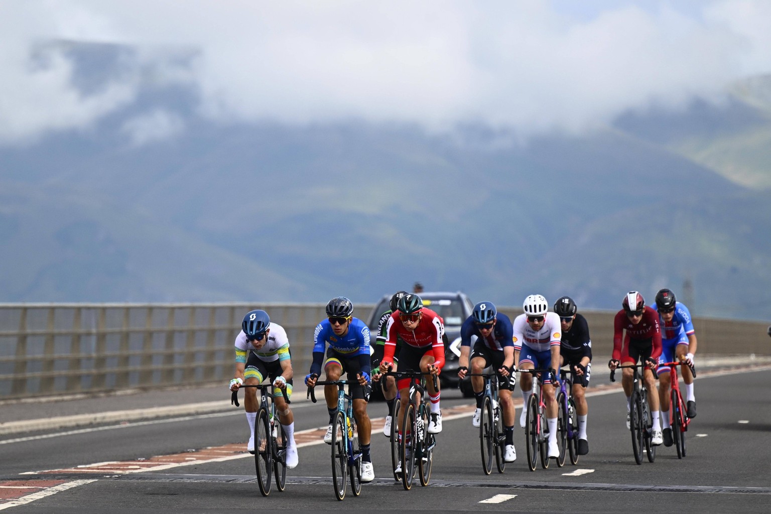 2023 UCI World Championships Cycling Glasgow - 6/08/2023 GLASGOW, UNITED KINGDOM - AUGUST 06 : Dinham Matthew Aus, Tejada Canacue Harold Col, Gamper Patrick Aut, Townsend Rory Irl, Vermaerke Kevin Usa ...