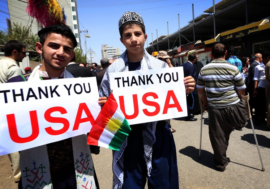 Irakische Christen vor dem US-Konsulat in der Kurdenhauptstadt Erbil.