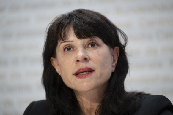 Brigitte Christ, Stellvertretende Direktorin der EFK, spricht waehrend einer Medienkonferenz der Eidgenoessische Finanzkontrolle (EFK) zum Jahresbericht 2022, am Dienstag, 23. Mai 2023 in Bern. (KEYST ...