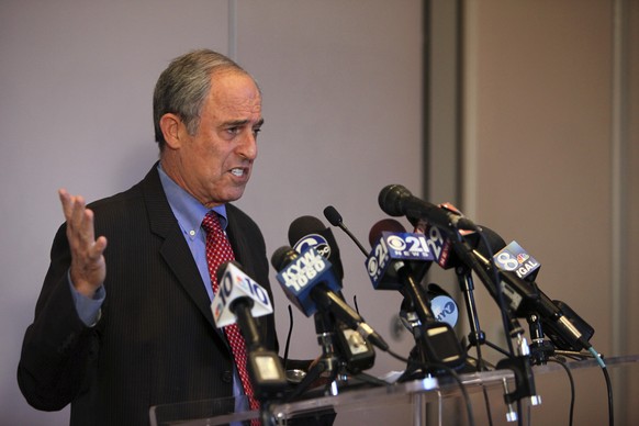 Lanny Davis, attorney for Pennsylvania Attorney General Kathleen Kane talks to members of the media during a news conference on Saturday Jan. 10, 2015, in Philadelphia. Davis discussed an investigatio ...