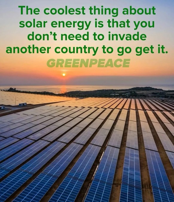 Greenpeace Meme zu Solarenergie / Energiewende / Irankrieg