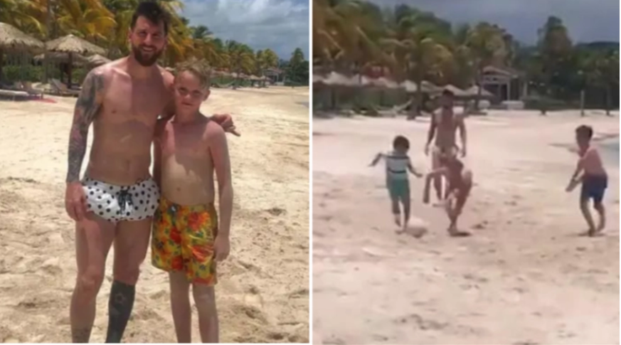 Ein bisschen Spass am Strand – zusammen mit Messi.