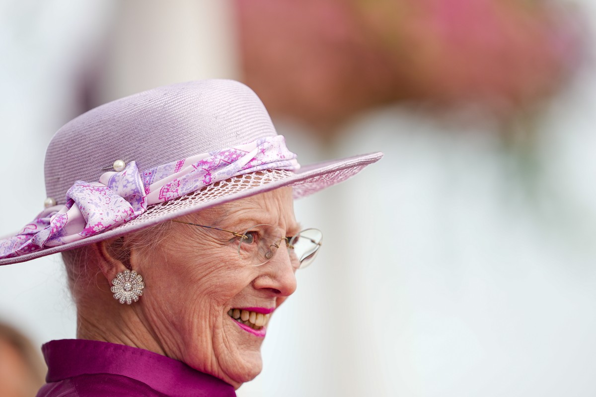 epa10691873 Denmark's Queen Margrethe awaits the arrival of Norway's King Harald and Queen Sonja at Toldboden in Copenhagen, Denmark, 15 June 2023. The Norwegian royal couple arrive on board ...