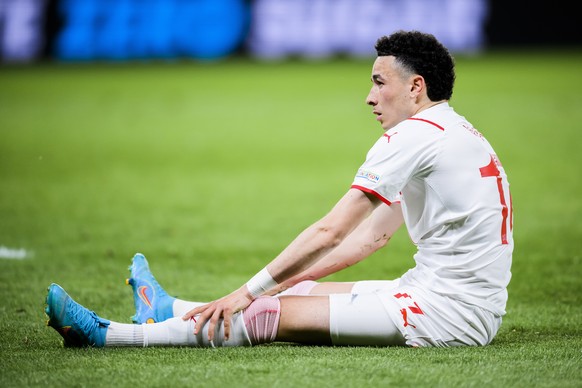 epa09992718 Switzerland&#039;s midfielder Ruben Vargas reacts during during the UEFA Nations League soccer match between Czech Republic and Switzerland at Sinobo Stadium in Prague, Czech Republic, 02  ...