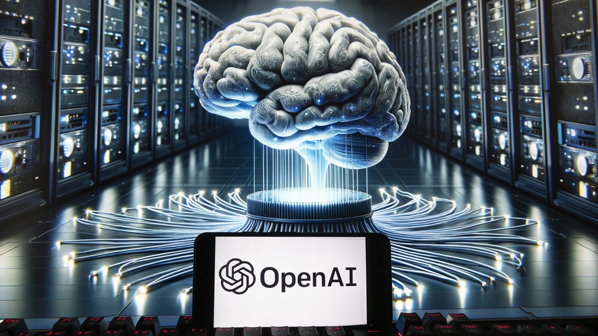FILE - The OpenAI logo is seen displayed on a cell phone with an image on a computer monitor generated by ChatGPT's Dall-E text-to-image model, Dec. 8, 2023, in Boston. A group of OpenAI's c ...