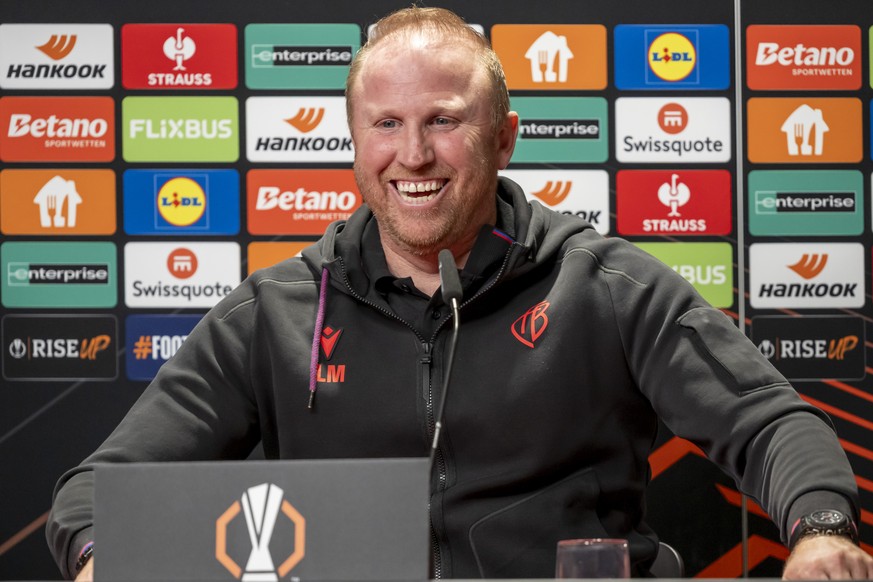 Basel&#039;s head coach Ludovic Magnin during a press conference the day before the UEFA League league phase first round match between Germany&#039;s SC Freiburg and Switzerland&#039;s FC Basel 1893 a ...
