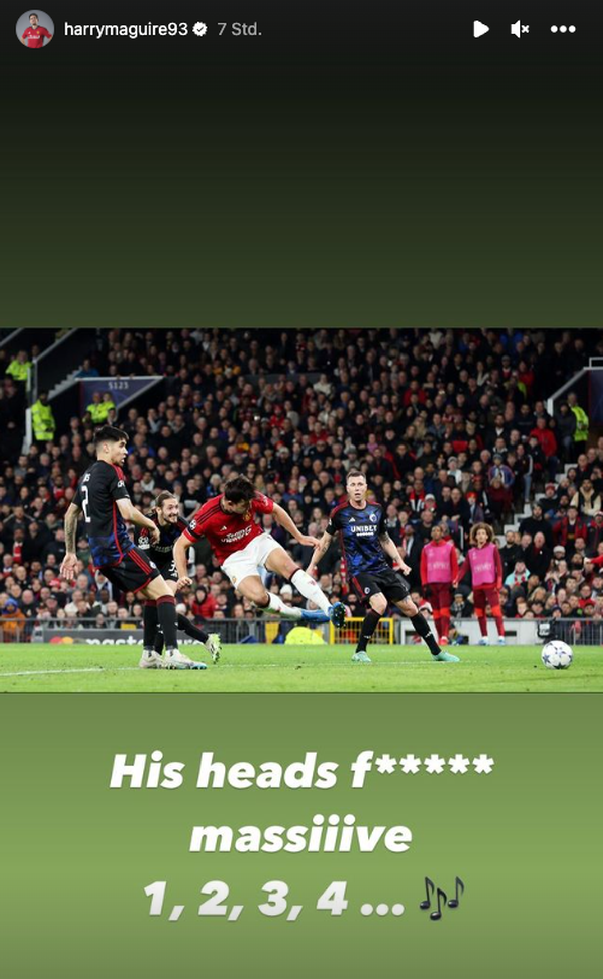 Maguire in seiner Instagram-Story: «Sein Kopf ist verdammt gross.»