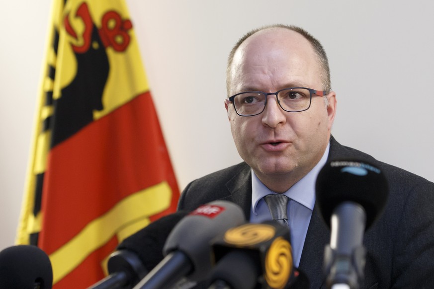 Olivier Jornot, Generalstaatsanwalt von Genf, gestern an der Pressekonferenz zur Verhaftung der beiden Syrer.&nbsp;