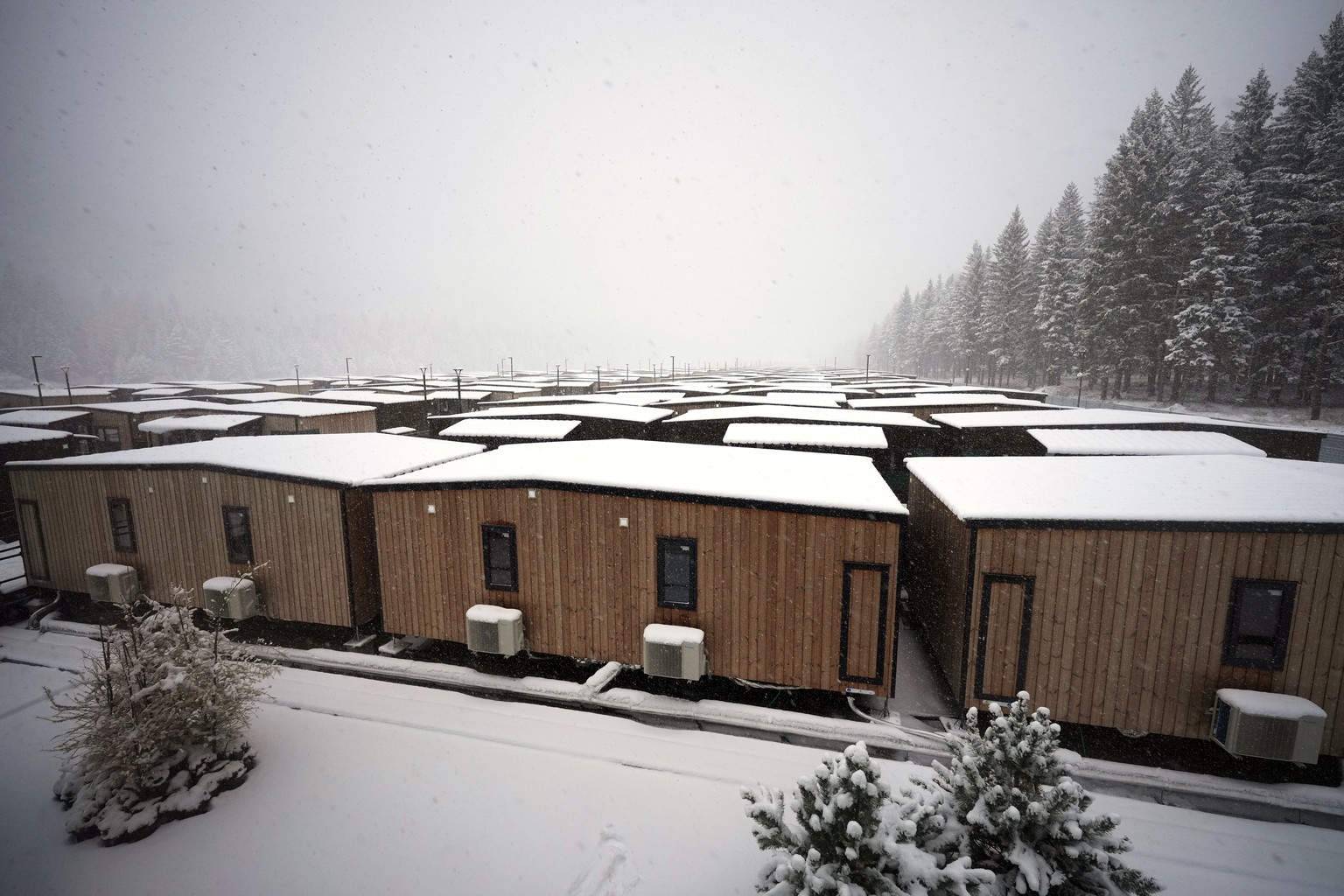 A view of the athlete's village for the Cortina Milan Winter Olympics, in Cortina D'Ampezzo, Italy, Monday, Nov. 24, 2025. (AP Photo/Andrew Medichini)
Cortina Olympic Village