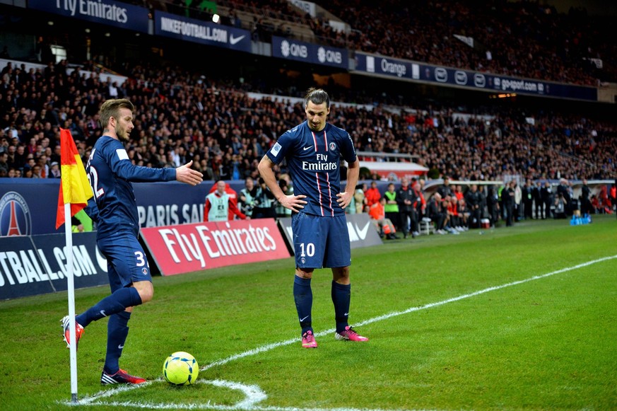 Bildnummer: 12984277 Datum: 09.03.2013 Copyright: imago/PanoramiC
David Beckham (psg) - Zlatan Ibrahimovic (psg) FOOTBALL : Paris St. Germain vs AS Nancy - Ligue 1 - 09/03/2013 AnthonyBIBARDFEP PUBLI ...
