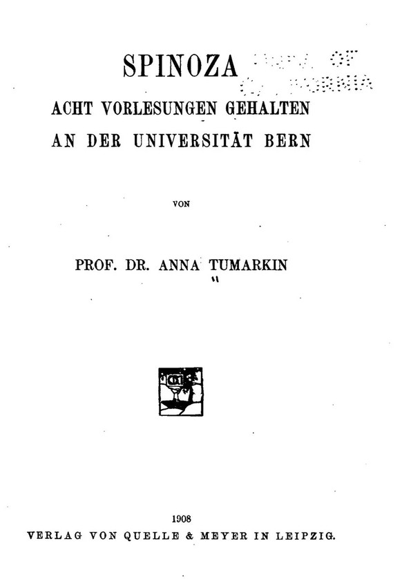 Tumarkins Spinoza-Vorlesungen wurden 1908 in einem Buch publiziert.
https://archive.org/details/spinozaachtvorl00tumagoog/page/n8/mode/1up