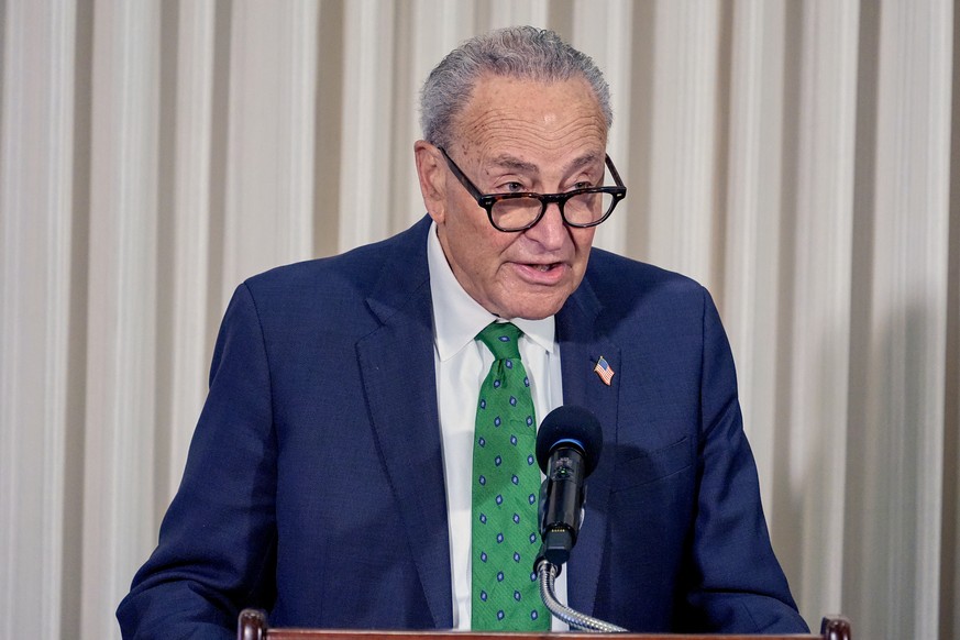 House Minority Leader Chuck Schumer, D-N.Y., speaks at a news conference on anti-corruption, at the National Press Club, Thursday, July 30, 2026, in Washington. (AP Photo/Mariam Zuhaib)
Chuck Schumer