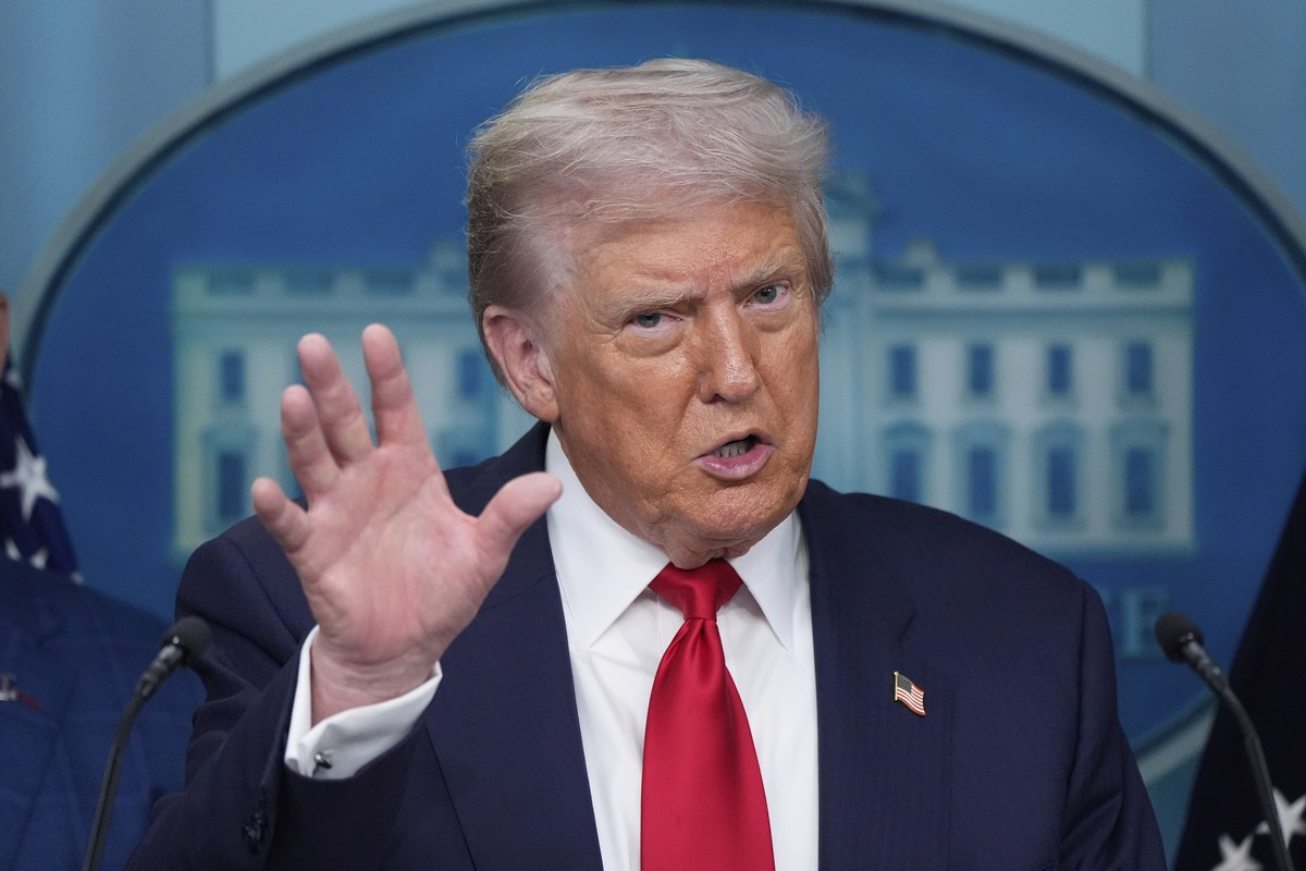 President Donald Trump speaks with reporters in the James Brady Press Briefing Room at the White House, Monday, Aug. 11, 2025, in Washington. (AP Photo/Alex Brandon)
Donald Trump
