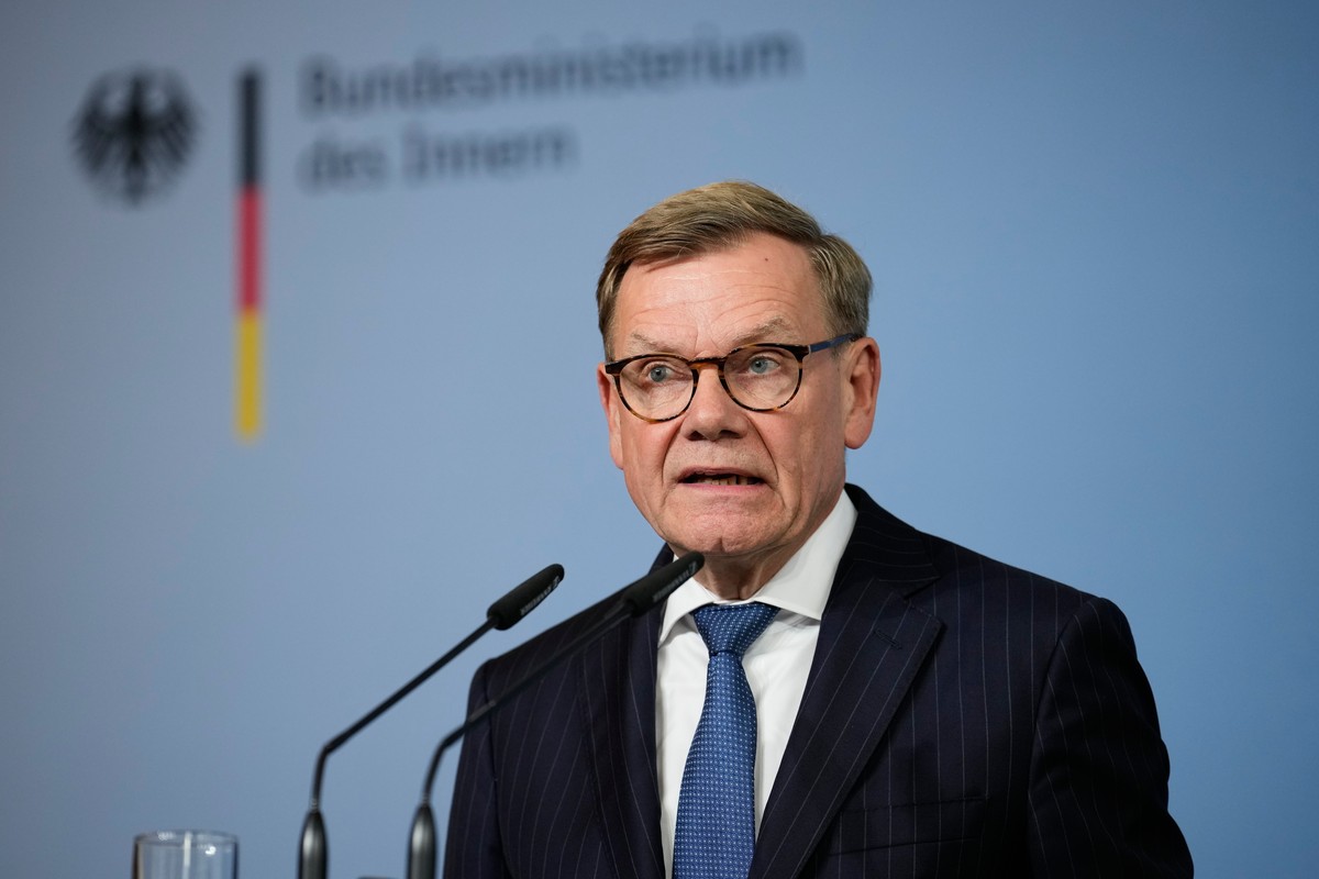 Germany's Foreign Minister Johann Wadephul speaks to the media during a press conference in Berlin on Tuesday, Sept. 1, 2026, about the attempted attack on Leipzig/Halle Airport last month with a ...