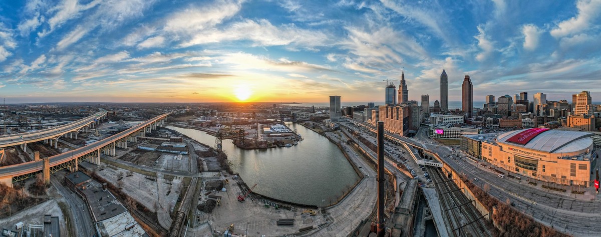 Cleveland Skyline im Winter 2024
