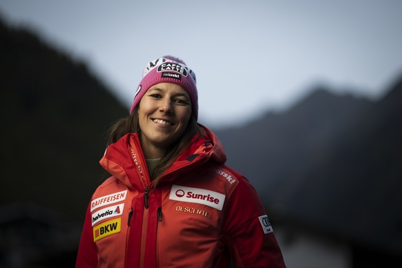 Wendy Holdener from Switzerland poses for a portrait at a press conference prior the FIS Alpine Ski World Cup season in Soelden, Austria, on Thursday, October 20, 2022. The Alpine Skiing World Cup sea ...