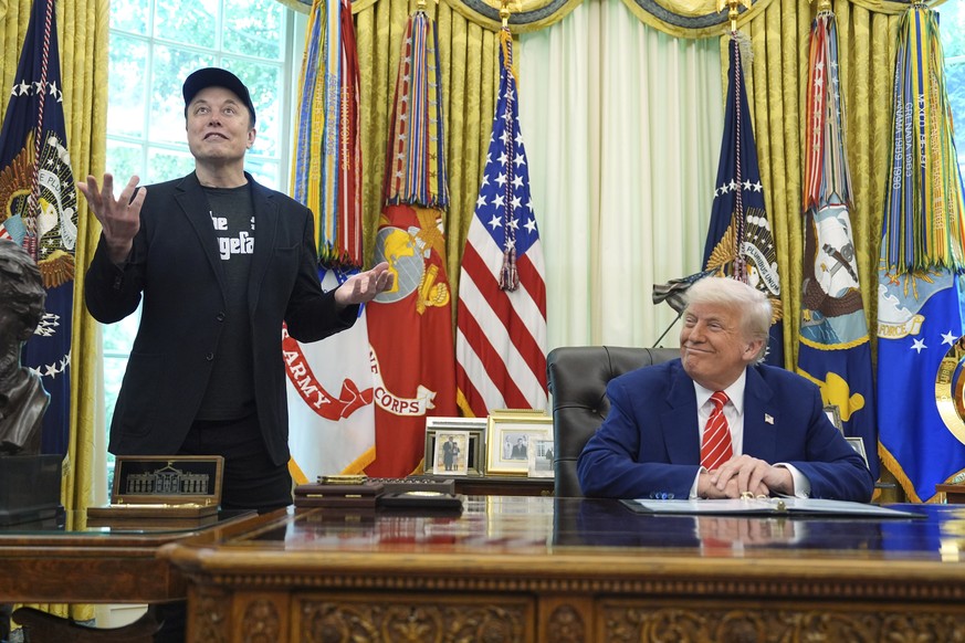 Elon Musk speaks during a news conference with President Donald Trump in the Oval Office of the White House, Friday, May 30, 2025, in Washington. (AP Photo/Evan Vucci)
Donald Trump,Elon Musk