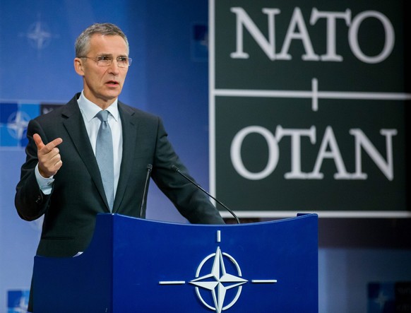 epa05660841 NATO Secretary General Jens Stoltenberg speaks during a pre-ministerial press conference at alliance headquarters in Brussels, Belgium, 05 December 2016. EPA/STEPHANIE LECOCQ