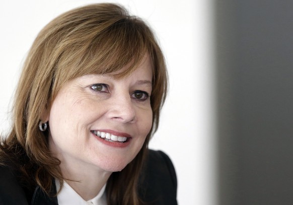 General Motors CEO Mary Barra addresses the media during a roundtable meeting with journalists in Detroit, Thursday, Jan. 23, 2014. (AP Photo/Carlos Osorio)