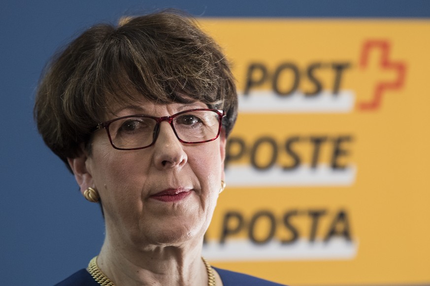 ARCHIVBILD ZUM RUECKTRITT VON POST CEO SUSANNE RUOFF, AM SONNTAG, 10. JUNI 2018 - Susanne Ruoff, CEO, spricht an der Bilanzmedienkonferenz der Schweizerischen Post AG, am Donnerstag, 8. Maerz 2018 in  ...