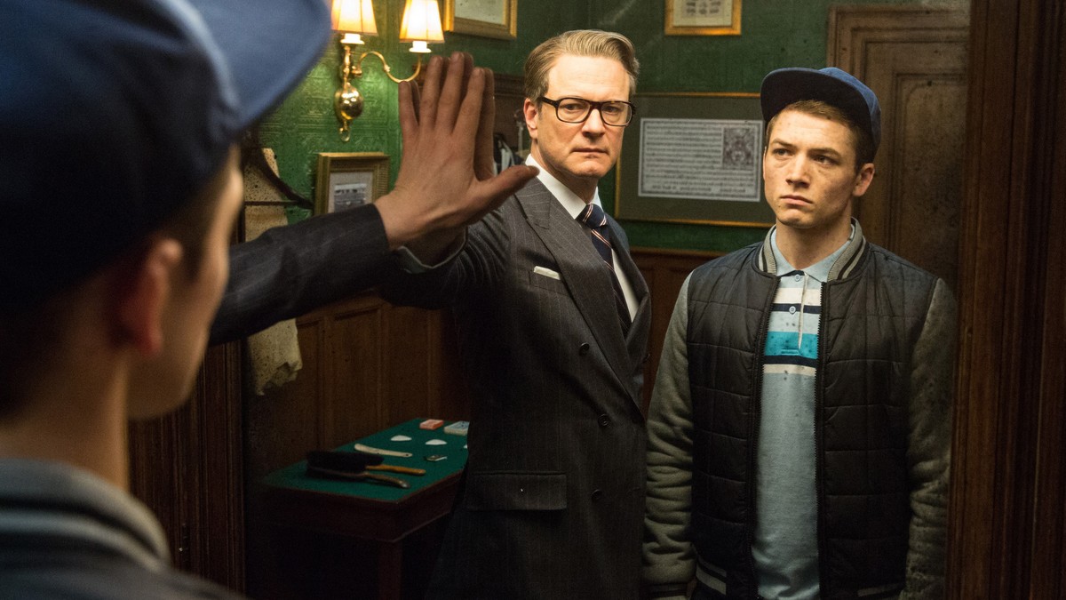 In this image released by 20th Century Fox, Colin Firth, left, and Taron Egerton appear in a scene from "Kingsman: The Secret Service." (AP Photo/20th Century Fox, Jaap Buitendijk)