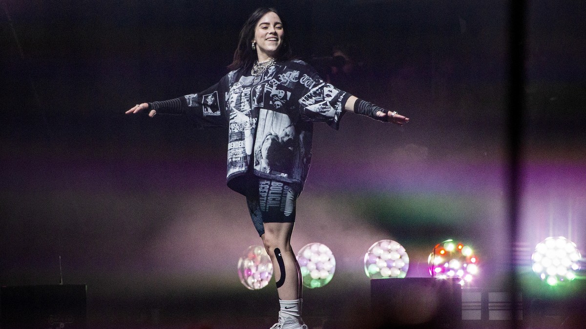 Billie Eilish performs on the Pyramid main stage at Glastonbury Festival, in Worthy Farm, Somerset, England, Friday, June 24, 2022. (Photo by Joel C Ryan/Invision/AP)
Billie Eilish
