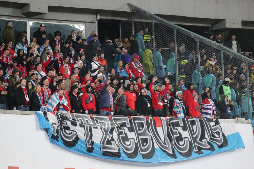 The fans Luxembourg during the UEFA European Championship, EM, Europameisterschaft Qualifying match between Georgia and Luxembourg at the The Boris Paitchadze Dinamo Arena on March 21, 2024 in Tbilisi ...